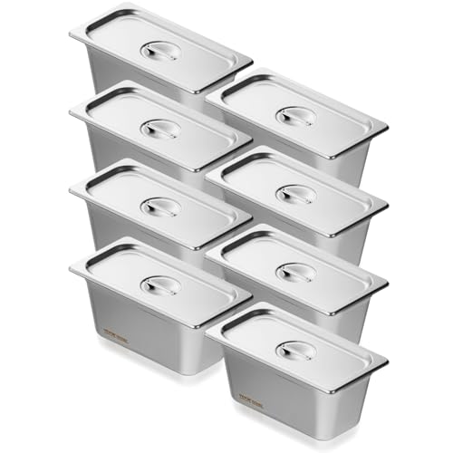 Set 6 Contenitori Gastronorm In Acciaio Inossidabile – Dimensioni GN1/6 (178x168x160 Mm), Senza Coperchio, Per Uso Commerciale E Catering
