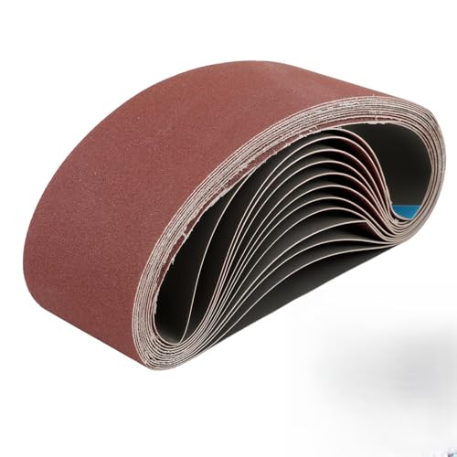 Ensemble de 12 Bandes Abrasives 75 x 533 mm pour Ponceuses à Bande – Mixte avec Grains 80, 120 et 150, pour le Bois, Métal et Plastique