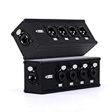 Picture of 4 Channel 3 Pin Multi Network XLR Cable Breakout XLR Male and XLR 6.35 1/4" TRS Stereo Female Over RJ45 Ethercon Cable Extender for Stage Lighting and Recording Studio (Black, XLR M - XLR/6.35 F)