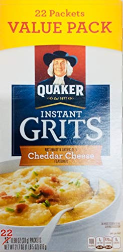 Quaker Instant Grits Cheddar Cheese Flavored Value Size 22 Packets