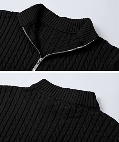 QZH.DUAO Men's Quarter-Zip Sweaters Soft Long Sleeve Pullover Sweater with Twist Patterned4