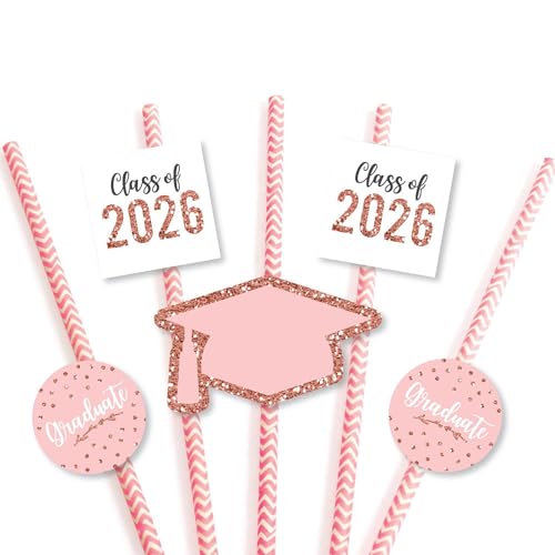 Big Dot of Happiness Rose Gold Grad - Set de 24 Pitillos Decorativos miniatura 1