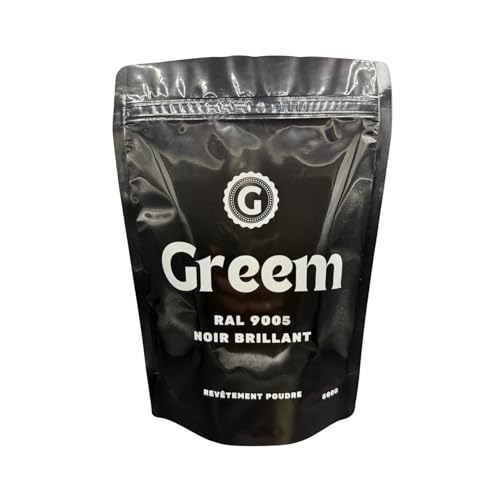 Greem - Revetement Peinture en Poudre - Thermolaquage (Ral 9005 Noir Brillant, 500 g)