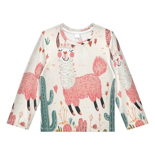 Llama Cactus Beige Rash Guard Shirt for Boys Sun Protection Shirt for Kids Toddlers UPF50+ 5-6T