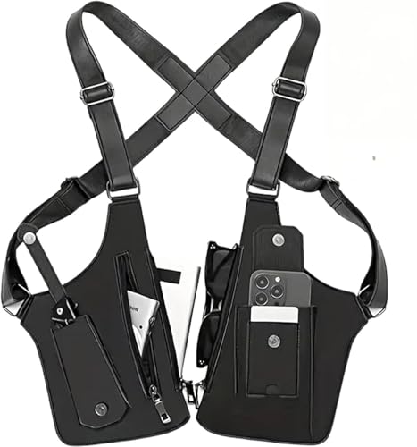 2026Premium Anti-Theft Hidden Underarm Shoulder Bag-Adjustable Strap Unisex Leather Holster Wallet Double Pockets Travel Accessory for Men Women to Carry Phone Key Cash Anti-Pickpocket (Black)