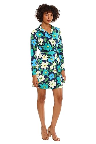 Donna Morgan Womens Long Sleeve Wrap Dress Workwear Career Desk to Dinner Event Party Guest of3