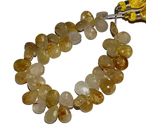 Quartz rutilé doré naturel perles briolettes poires facettées 11x9mm pour bijou diy