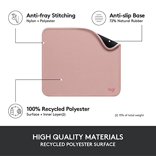Logitech Mouse Pad – Studio Series, con Base de Goma Antideslizante, Superficie Resistente a Salpicaduras, Materiales Duraderos, Portátil, Diseño Fresco y Moderno – Rosa 5