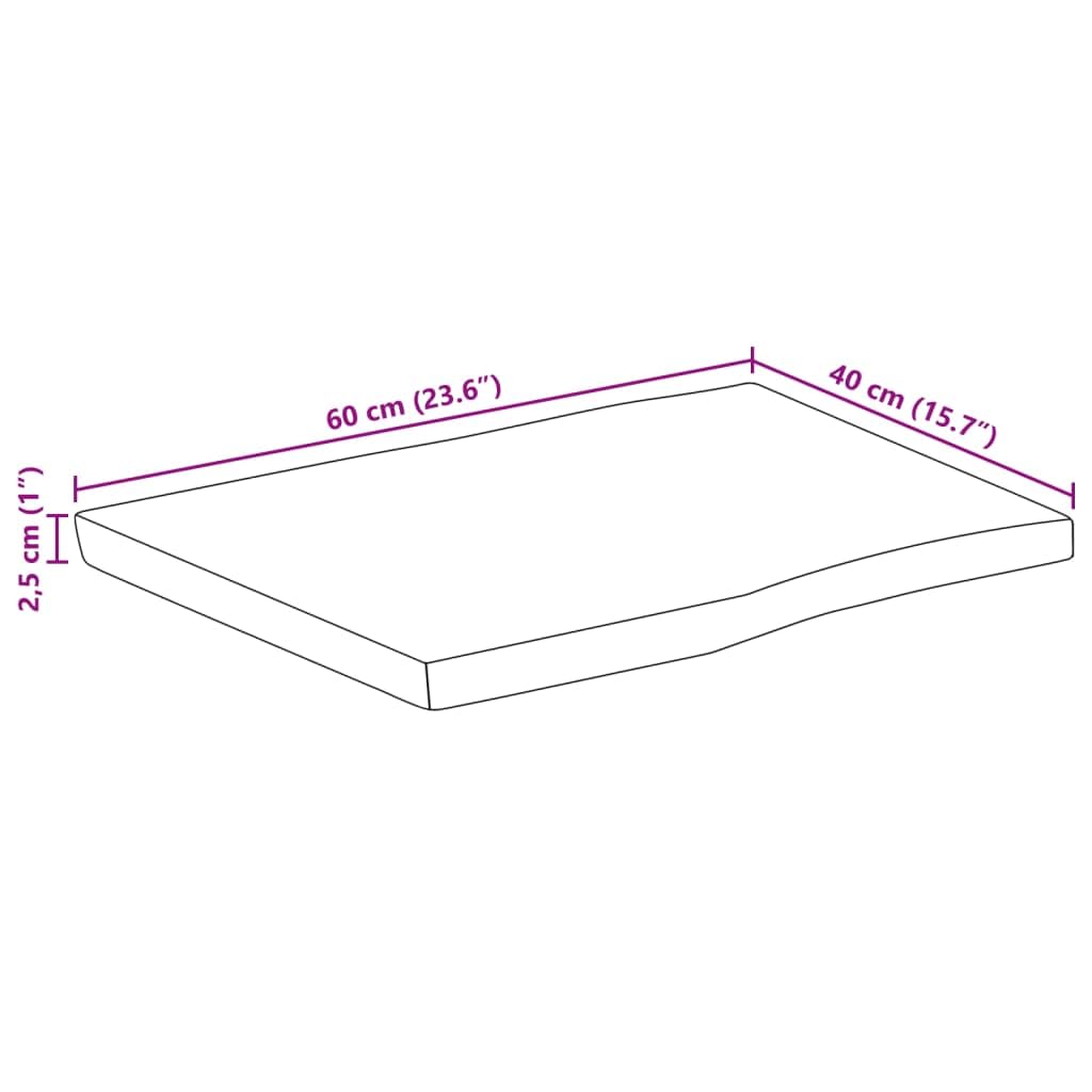 vidaXL Tischplatte, Holzplatte für Tisch Esstisch Couchtisch, Massivholzplatte Baumkante, Ersatztischplatte, 60x40x2,5cm Raues Mango Massivholz