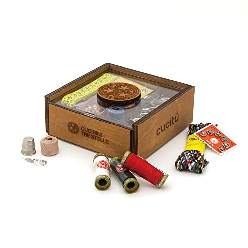 Sewing Kit Wooden Sewing Kit Sewing Accessories Sewing Accessories with Pins and Needles, Sewing Thread, 6 Colors Spools - Image 3