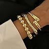 YANCHUN Chunky Silver Bangles Stackable Bracelets for Women Non Tarnish Gold Pearl Bracelet Stack Trendy Jewelry Gifts #2