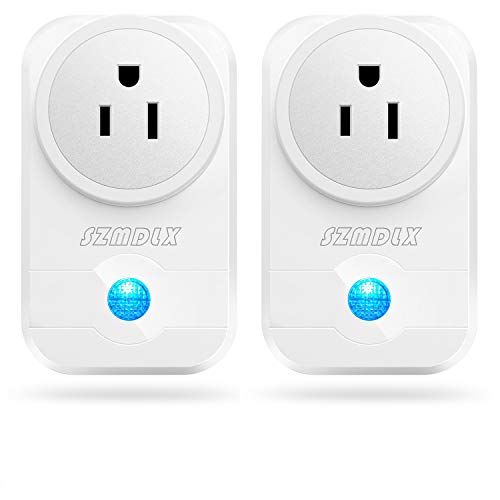 SZMDLX Smart Plug, 2 Pack WiFi Plug Wireless Outlet Remote Control Compatible with Alexa Google Home, No Hub Required, White, Solid-state, Automatic Operation