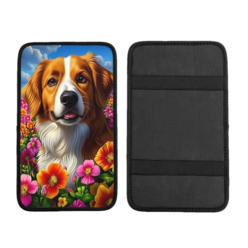 XzekiTkius Golden Retriever Dog in Flower Field Auto Center Console