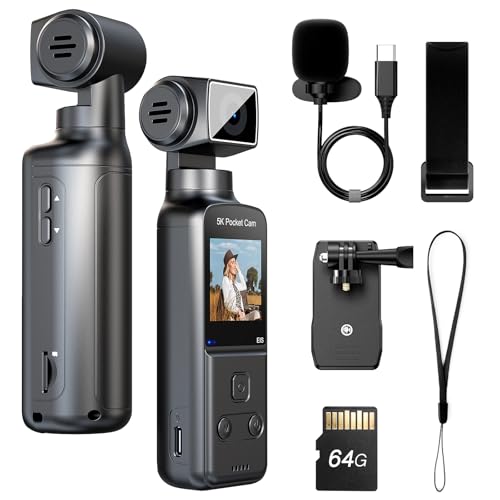 Caméra corporelle 5K BOBLOV W5 64 Go avec microphone externe et objectif rotatif