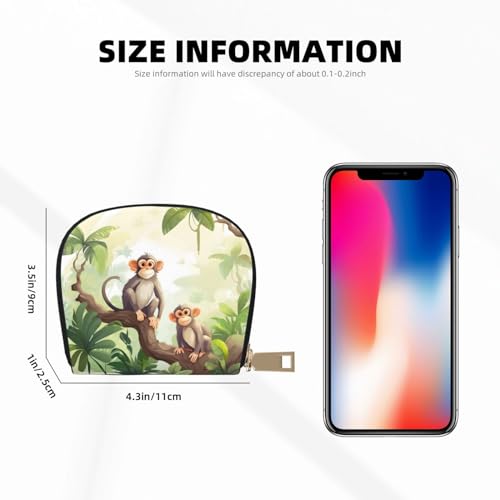 Small Wallets Woman Credit Card Holder For Women Coin Purse Leather Card Wallet (Tropical Jungle Monkey)3