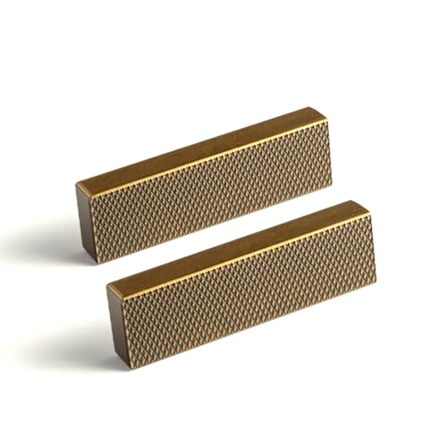 Goo-Ki 6 Pack 1 1/4 Inch Antique Brass Knurled Cabinet Pulls - Vintage Bar Handles - Textured Grip for Drawer, Dressers, Furniture Hardware