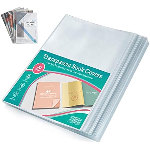 30Pcs A4 Clear Book Cover Thicker Exercise Books Covers Film Transparent Plastic Workbooks Jacket Cover Cover