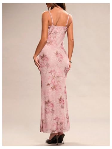 Milumia Women's Vintage Spaghetti Strap Maxi Dress Sexy Low Cut Floral Lace Trim Y2k Cami Bodycon Dresses3