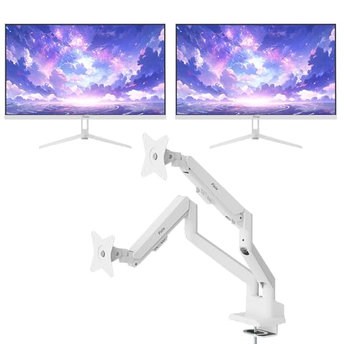 Image of Pixio Two PX275 Wave White 27 inch 100Hz Refresh Rate QHD 1440p Resolution IPS Panel 1ms MPRT Response Time Gaming Monitor and PS1D Wave White Dual Monitor Arm - Fits up to 32 inches and 19.8lbs
