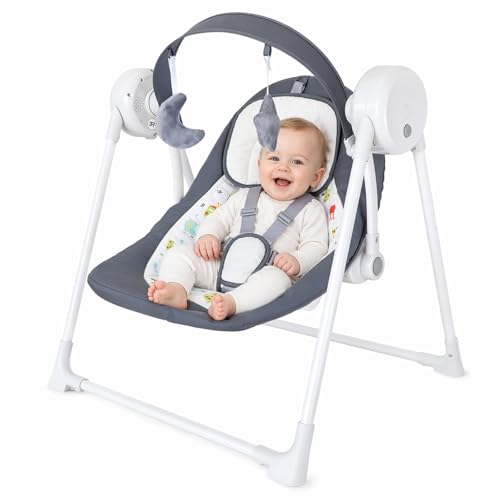 Image of Baby Swing SpaceSaver Ultra-Compact Foldable Infant Swing (Fits in 5.3 inch Gaps!) 6 Speed Modes | Portable Newborn Swing for Travel /Car /Picnic (0-6M, 6-20lbs)