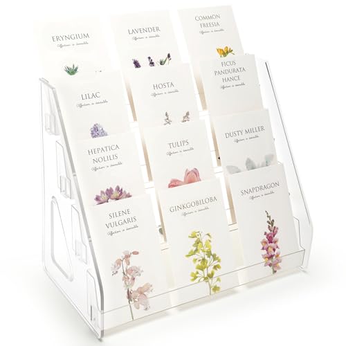 4-stufiger Postkartenständer Kartenständer für Sammelkarten Displayständer Kartenaufsteller Kartenhalter für Postkarten Grußkarten Aufkleber stabiles Tischdisplay für Laden Markt Messe