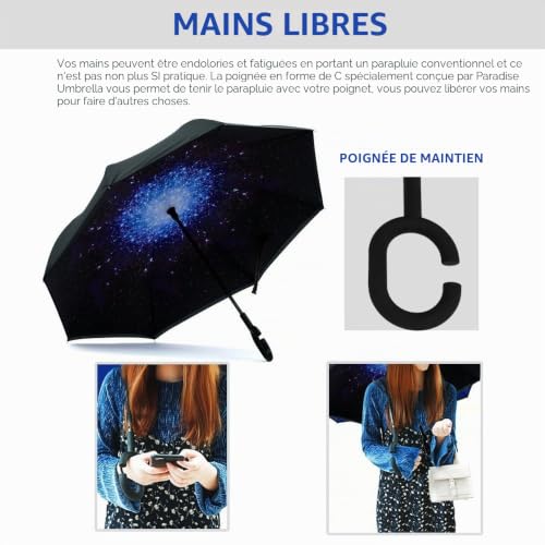 Parapluie inversé coupe-vent anti-UV à double couche protectrice