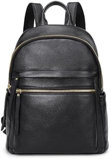 Kattee Genuine Leather Fashion Backpack for Women Multi-functional Elegant Daypack Soft Leather Shoulder Bag Office, Shopping, Trip - Black