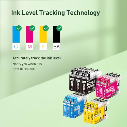 KINGJET LC223 Ink Cartridges for Brother LC223 LC221 Ink for DCP-J4120DW MFC-J5320DW MFC-J4625DW MFC-J5625DW MFC-J4420DW MFC-J480DW MFC-J4620DW MFC-J5620DW MFC-J5720DW MFC-J680DW MFC-J880DW, 12 Pack