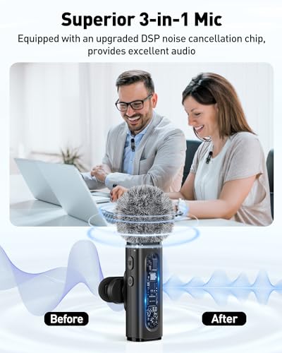 Image of GoorDik Wireless Lavalier Microphone for iPhone, Android, USB C, PC, Camera Video Recording 4 in 1 Clip-on Mics with Rotatable Clip&Denoise Recording, for Vlog Tiktok YouTube Podcast Content Creator