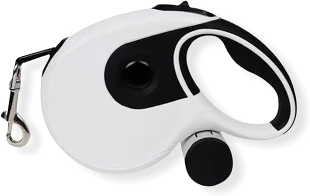 Green Globe Retractable Dog Lead, 5M Extendable Dog Lead Heavy Duty Leash for Medium& Large Dogs, 16 feet Extensive Dog Leash with One Button Brake included dog poop bag dispenser (White)