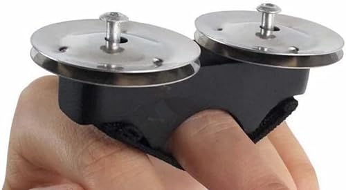 Miniatura 4 de Pandereta de dedo Jingles con Jingles de acero, percusión de mano para cajón, tambor de mano, guitarristas, cantantes vocalistas