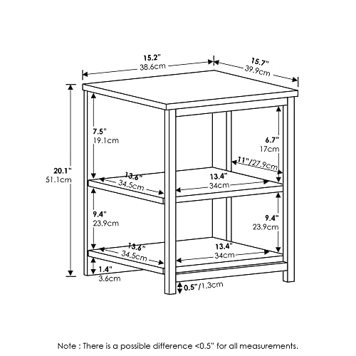 Image of Furinno CAMNUS Side Table, 2-Tier Modern Metal Frame End Table with Open Shelf, Night Stand, Bedside Table, for Living Room, Bedroom, White