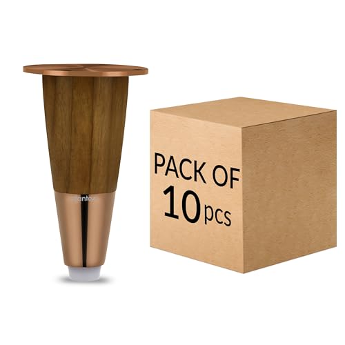 Image of Plantex Heavy Duty Stainless Steel 4 inch Sofa Leg /Bed Furniture Leg Pair for Home /Furniture Sofa Legs for Table /Support Legs /Furniture Leg (Rose Gold) Set of 10 Pcs