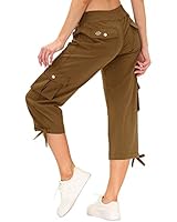 MoFiz Womes Cargo Capris Hiking Pants Lightweight Quick Dry Summer Running Athletic Workout Casual Outdoor&nbsp;Pockets&nbsp;Earthy Yellow XS