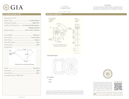 Fancy Yellow Radiant Diamond 5.08 carats, Clarity VVS2 GIA Colored Diamond Grading Report 1186877567 Surrounded by 120 Round Brilliant Natural Diamonds 1.88 carats. 18K - Thumbnail 4
