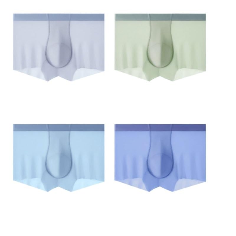 Mid-waist Seamless Breathable Boxer Briefs Mens Ice Silk Underwear