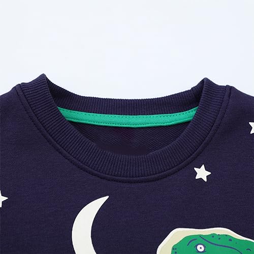 Image of HILEELANG Toddler Boy Sweatshirts Crewneck Long Sleeve Pullover Cotton Graphic Christmas Clothing