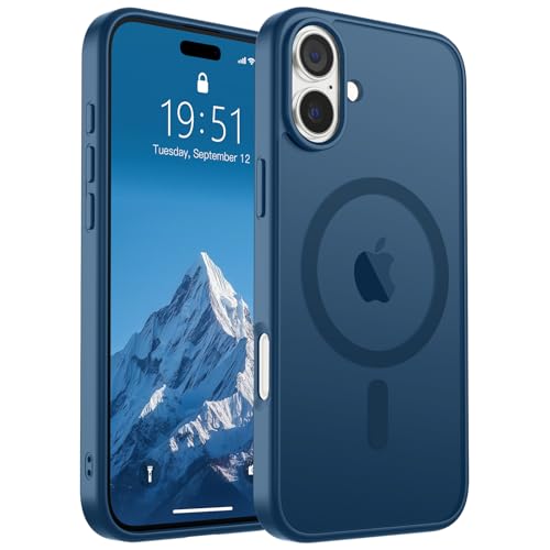 SUPFINE Magnetic iPhone 16 Case &ndash; Slim Translucent Matte Deep Blue
