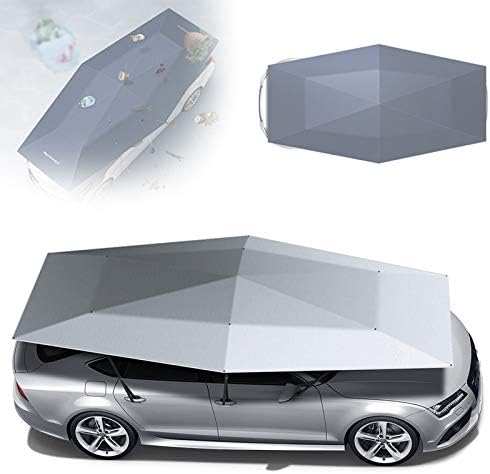 Movable Carport,Car Tent Cover Rooftop Canopy, Automatic Folding Remote Control Car Umbrella With Removable Charger, Multifunction Portable Auto Protection Sunshade,Silver