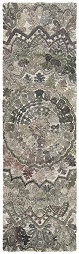 SAFAVIEH Marquee Collection Runner Rug - 2' x 10', Grey & Multi, Handmade Mandala Medallion Wool, Ideal for High Traffic Areas in Living Room, Bedroom (MRQ110A)
