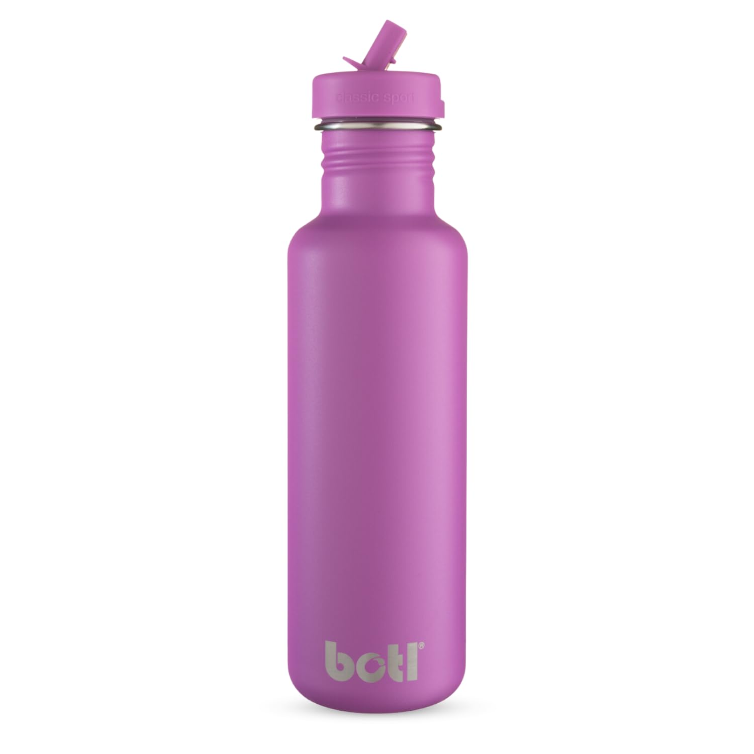 onegreenbottle BOTL – Tough Canteen Water Bottle with Leakproof Straw Lid, Stainless Steel, Non-Insulated, Eco Bottle, Sports Water Bottle, 800ml, Magenta