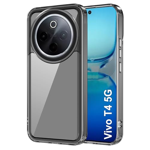 Image of amazon basics Back Case Cover for Vivo T4 5G | Compatible for Vivo T4 5G Back Cover | Case Cover with Camera Protection | (TPU + PC | Translucent Black)