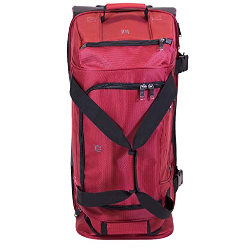 FUL Tour Manager Deluxe 30in Rolling Duffel Bag, Split Level Storage, Red