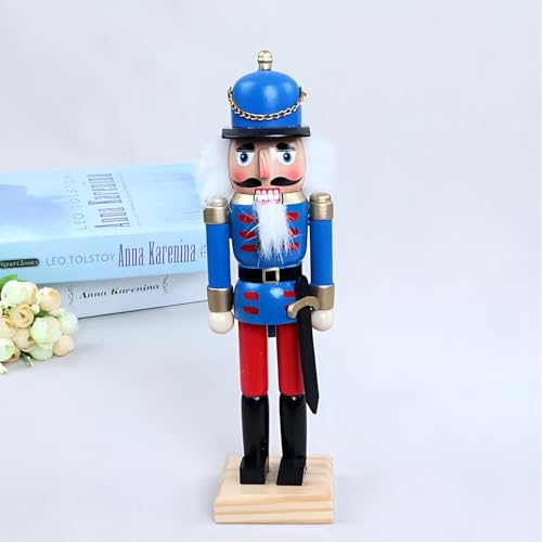 ENLAYER 3PCS 25CM Nutcracker Figures Christmas Decorative, Nutcracker Puppet Wooden Pure Hand-Painted Nutcracker, Festive Collectible Nutcracker Gift for Winter Table Desktop Fireplace Decorations