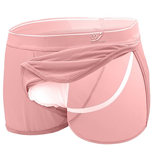 MIZOK Men' s Sexy Mesh Large Split Side Jockstrap Shorts See Through Boxers Short