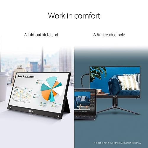 ASUS ZenScreen 15.6 Inch Portable Monitor - 1080P, Full HD, IPS, USB Type-C, Eye Care, Kickstand, for Laptop, PC, Phone, Console, Anti-Glare Surface, 3-Year Warranty - MB16ACV by ASUS - Image 6