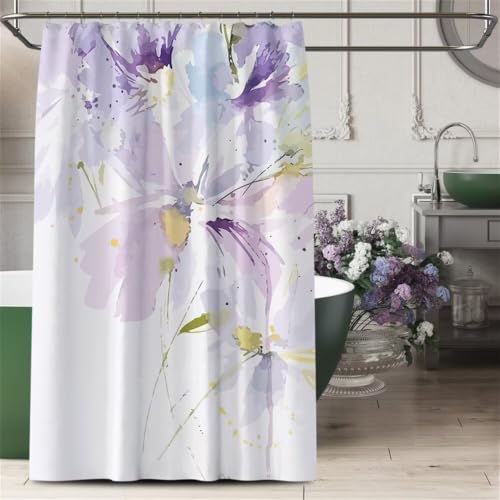 Rideau douche 100x200 cm violet en polyester lavable pour baignoire - 4