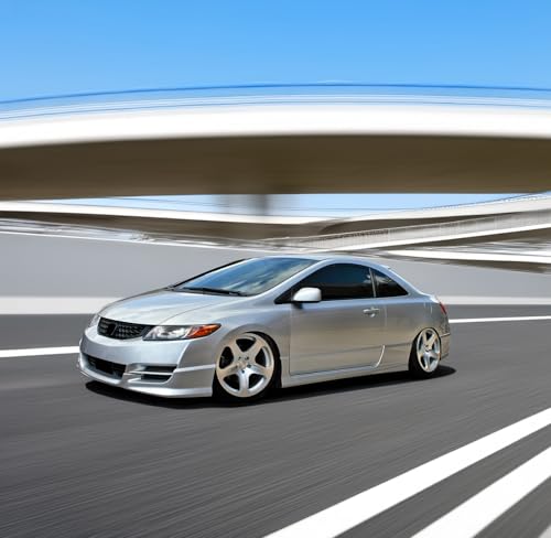 Front Bumper Lip Compatible with 2009-2011 Honda Civic 2 Door Coupe, HF-P Style PU Black Front Lip Spoiler Splitter by IKON MOTORSPORTS, 2010