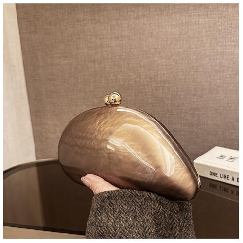 Image of Acrylic Shell Shaped Bag Luxury Marble Clutch Evening Purses for Women Glitter Handbag for Wedding Cocktail Party Prom