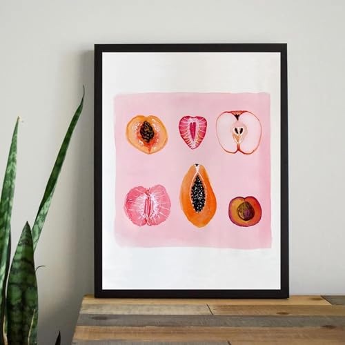 Peinture murale fruits amusants XINBAO, affiche toile rose 60x80 cm pour rénover une déco fille
